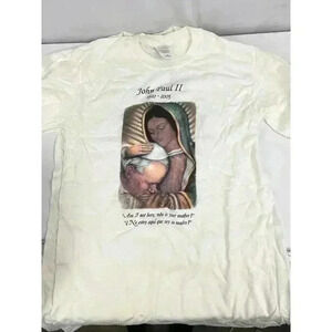 Lot of 5 White T-shirt Virgen De Guadalupe Juan Pablo II Our Lady of Guadalupe